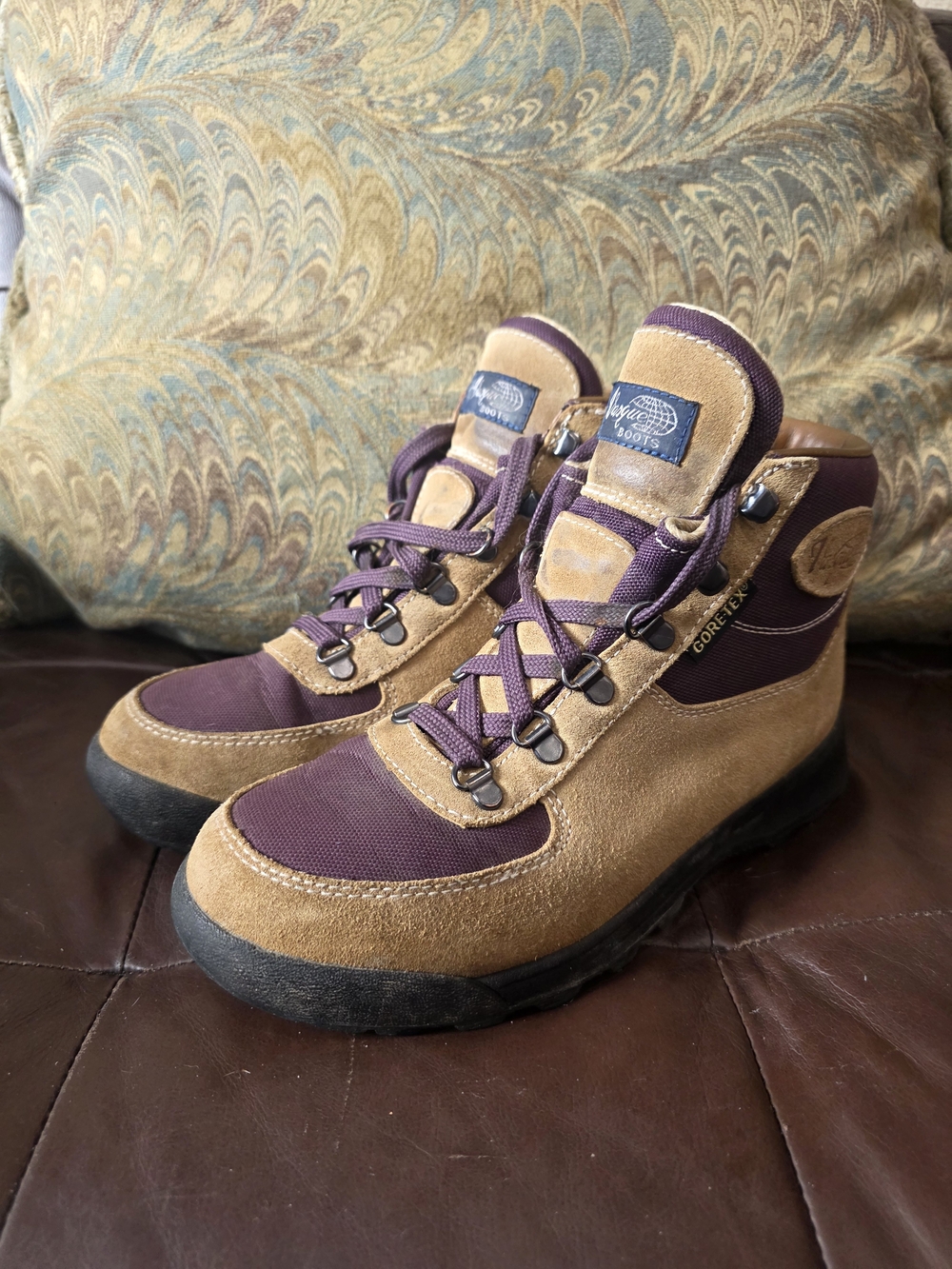 Vasque Purple and Tan Hiking Boot Detail